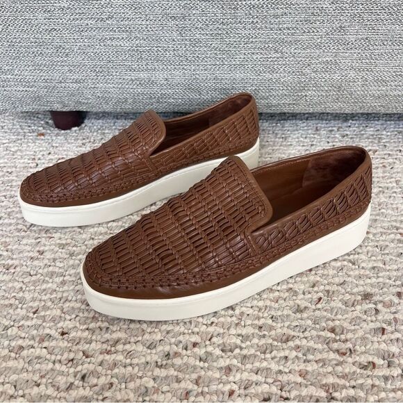 VINCE Stafford Womens Woven Leather Platform Slip On Sneakers - Picture 14 of 15